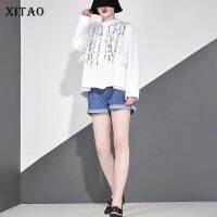 XITAO Shirt Patchwork Print Casual Blouse Wome