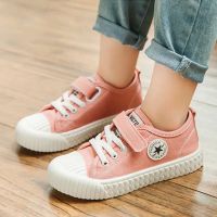 3-12 Years Girls Canvas Shoes Kids Baby Korean Fashion School Flat Twin Shoes Casual Velcro Shoe Pink