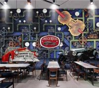 Custom wallpaper 3d mural retro classic car gear restaurant bar tooling wall living room cafe wall paper home decor 3d wallpaper