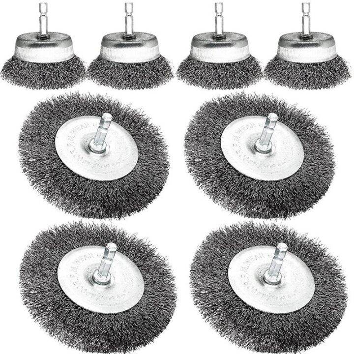 8 Pack Wire Brush for Drill, Wire Wheel Cup Brush Set, Metal Wire
