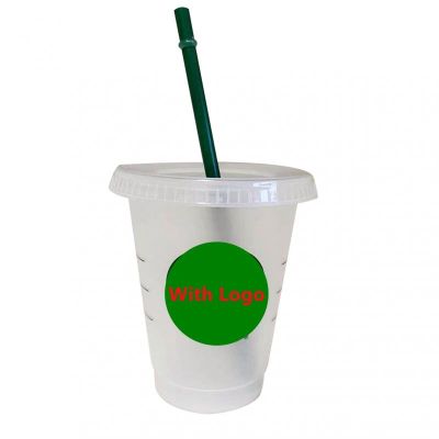 【High-end cups】 แก้วฟางสีเขียวที่มีโลโก้นำมาใช้ใหม่ถ้วยฟางใสสีขาว DIY เครื่องดื่มแก้วกาแฟ473มิลลิลิตรเด็ก39; S ฟางแก้ว BPA ฟรี