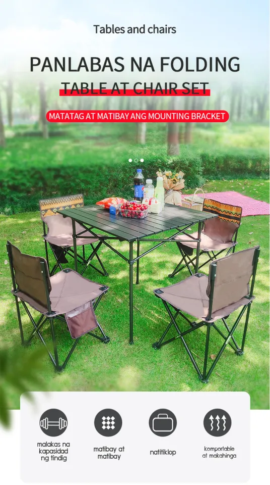 Outdoor folding tables and chairs 5-piece aluminum alloy set