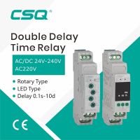 CSQ LED Digital Display Time HYCRT8-2T Double Delay on Timer Relay AC230V AC/DC 24V-220V DPDT Din Rail Type