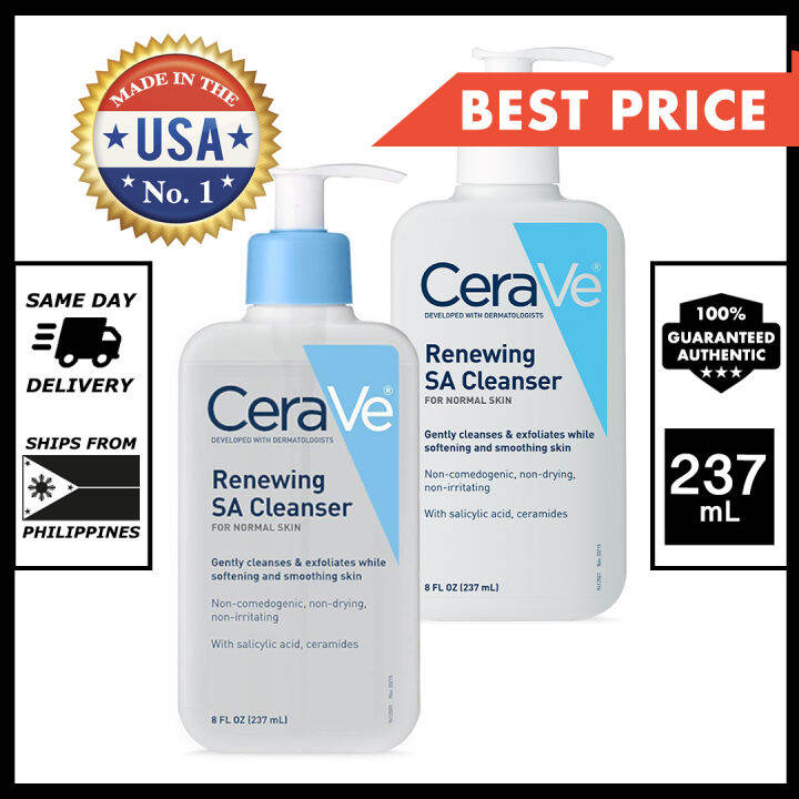 Cerave Renewing Sa Cleanser Salicylic Acid Face Wash With Hyaluronic