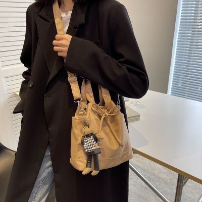 COD DSFGERERERER New Fashion Leisure Nylon Tote Canvas Shoulder Sling Bag Handbag Drawstring Bucket Bag