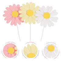 Leetshop 30 ชิ้น Daisy Cupcake Toppers เค้กดอกไม้ท็อปเปอร์เค้กดอกเดซี่เลือกเค้กวันเกิดเลือก