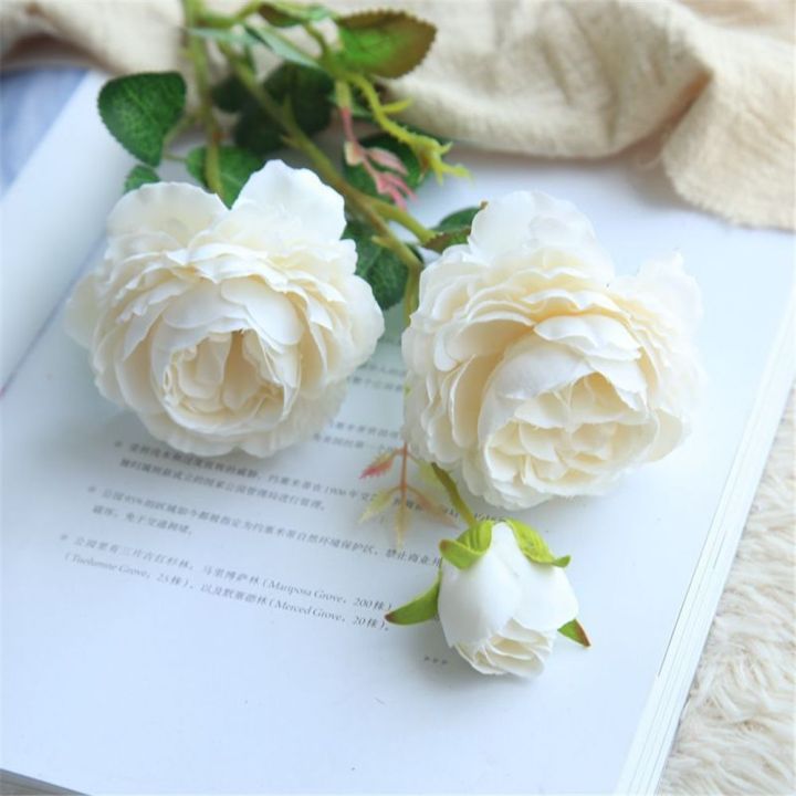 ดอกโบตั๋นปลอม-senate70te8ดอกไม้ประดิษฐ์ของตกแต่งงานแต่งแบบแฮด์เมดดอกไฮเดรนเยียบนผ้าไหมสัมผัสจริง