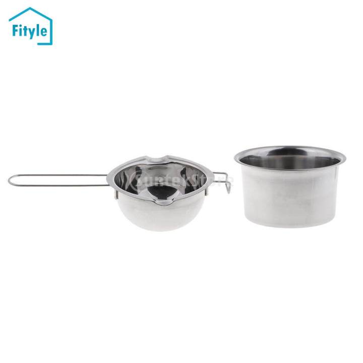 Fityle 2 Pieces Stainless Steel Wax Melting Pot Double Boiler for
