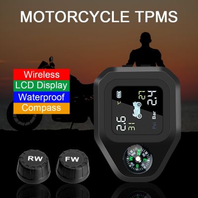 【LZ】 Motorcycle TPMS With Compass Tire Pressure Sensors Monitoring System Tyre Tester Diagnostic Tools Digital Motorbike Accessories
