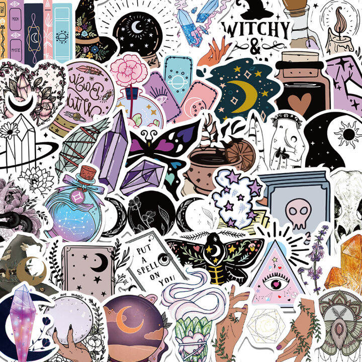 cw-50-zhang-cartoon-cross-border-witch-graffiti-stickers-decorative-luggage-pen-guitar-notebook-waterproof-hot-selling-wholesale