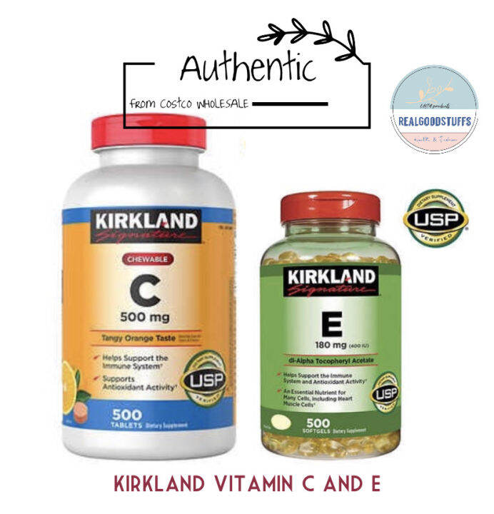 Authentic Kirkland Signature Vitamin C 500mg, 500 tablets and Vitamin E