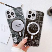 INS Fashion Chip Pattern For Magsafe Magnetic Case For iPhone 14 13 12 11 Pro Plus Max Wireless Charging Hard Acrylic Back Cover Phone Cases