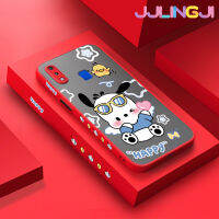 Jlingji เคสสำหรับ VIVO Y91 Y91i Y95การ์ตูน,มีน้ำค้างแข็งโปร่งใส Pochacco มีความสุขเคสขอบสี่เหลี่ยมด้านข้างแข็งรูปแบบกล้องปลอกซิลิโคนกันกระแทกเคสนิ่ม