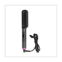 1 PCS 2-In-1 Electric Hair Straightening Brush Comb Curling Iron Straightening Styler with LCD Display EU Plug-A