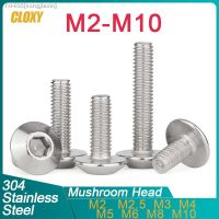 ✾❆ M2 M2.5 M3 M4 M5 M6 M8 M10 304 Stainless Steel Hex Socket Head Screws Mushroom Head Hexagon Socket Button Head Bolt Screws