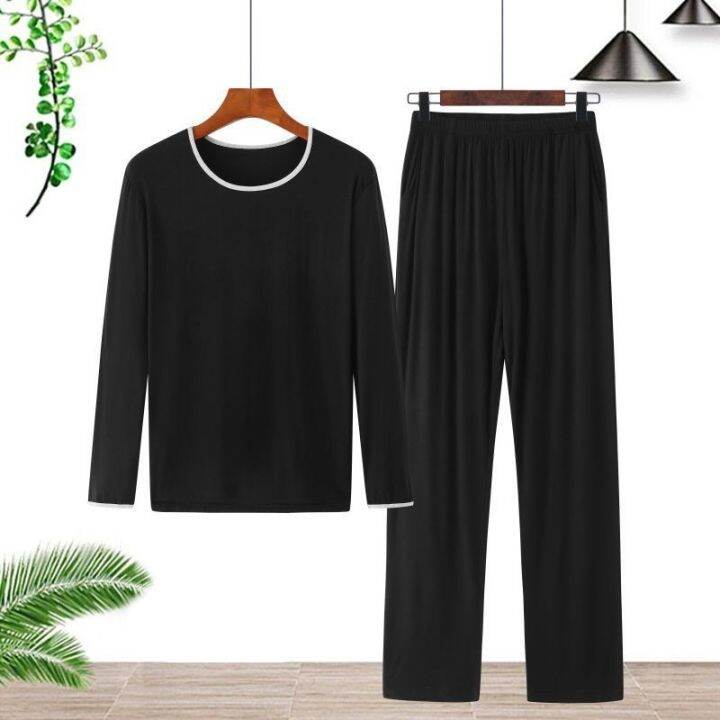 cod-mens-thin-modal-sleeve-trousers-color-size-round-neck-homewear-set