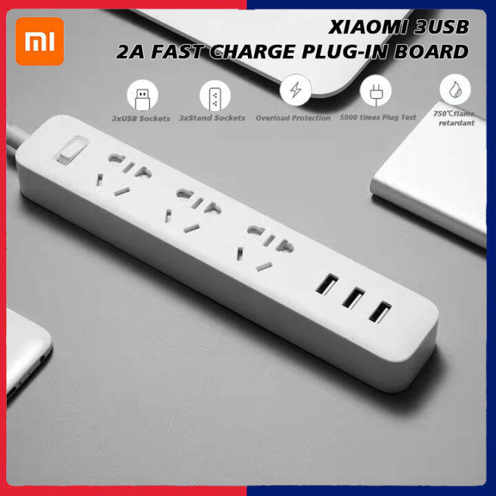 Xiaomi 3USB 2A Fast Charge Power Strip Plug Row Multi-function Home ...