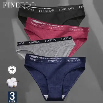 FINETOO 3pcs/set M-XL Seamless Underwear Low Waist Solid Color