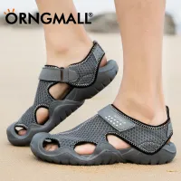 ORNGMALL Summer Men Sandal Shoes Beach Shoes Leisure Sports Shoes Men Shoes Korean Slippers Lightweight Hiking Sneakers Breatheble Mesh Water Shoes Men High Quality Shoes Plus Size 40-48