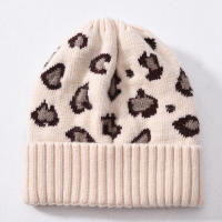 Winter Hat Soft Wool Cashmere Knitted Beanie Bonnet Wholesale Leopard Women Beanies