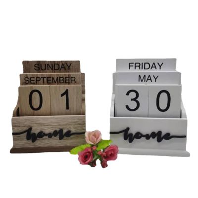 Nordic Style Ornaments Handcrafted Gift Perpetual Calendar Decoration Countdown Decoration Wood Trim