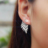 ต่างหู แฟชั่น ผู้หญิง Retro Charm Lady Earrings Jewelry Water Droplets/angel Wing Feathers Crystal Earrings And Stone - 1 คู่