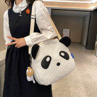 Cute Cartoon Plush Shoulder Bag Korean Style Large Capacity Casual Lightweight Crossbody Bag Girls Backpack Shopping Handbag