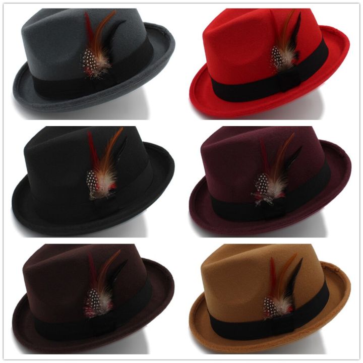 fedora-หมวกขนสัตว์สักหลาดสําหรับฤดูใบไม้ร่วงฤดูหนาวผู้ชาย