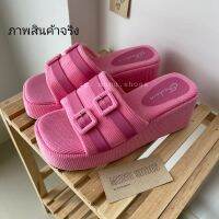 โค้ด 30DD915 ลดเพิ่ม 30% [พร้อมส่ง]Small Fragrant style sandals รองเท้าส้นตึกสูง พื้นสูง 7 cm