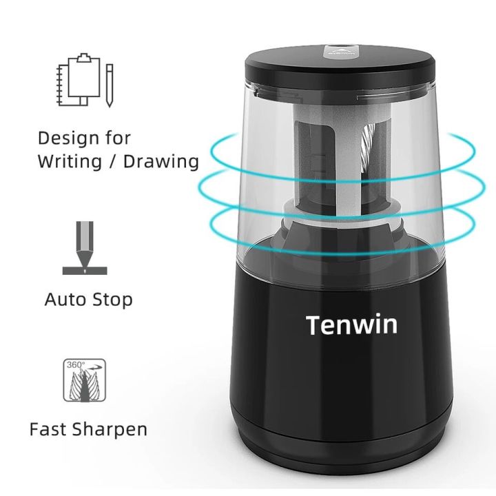 tenwin-8008ที่เหลาดินสอไฟฟ้าโดราเอมอน-อุปกรณ์เครื่องเขียนสำหรับนักเรียนสำหรับโรงเรียนและสำนักงานอะแดปเตอร์ไฟฟ้าหรือแบตเตอรี่