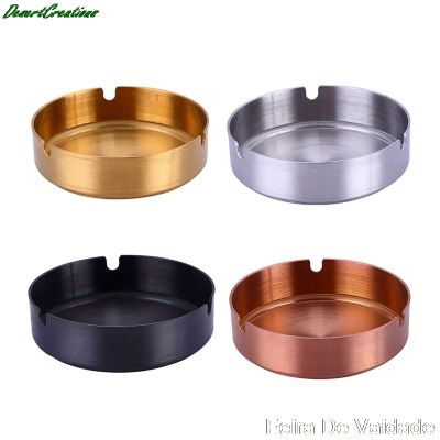 1pc Stainless Steel Gold-plated Ashtray Ashtray Ash Tray Rest Holder Home Practical Accessories