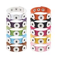 ✤● Fashion classic Colorful Leather snap bracelets 22cm Soft leather fit 18mm snap buttons DIY snap jewelry wholesale SE0201