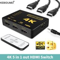 สวิตช์ HDMI 4K Switcher 5 In 1 Out HD 1080P แยกสายวิดีโอ5X1 1X 1X4 2ฮับต่อพ่วงตัวแปลงสำหรับ Xbox PS4 PC HDTV DVD