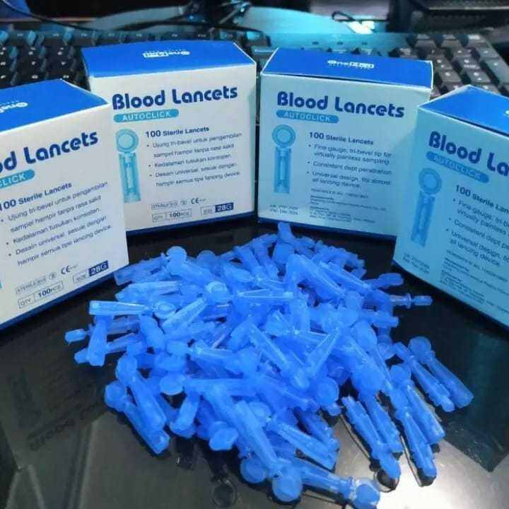 Renoma Blood Lancet / 1 Kotak Jarum Lancet Steril Ukuran 28 G / Blood