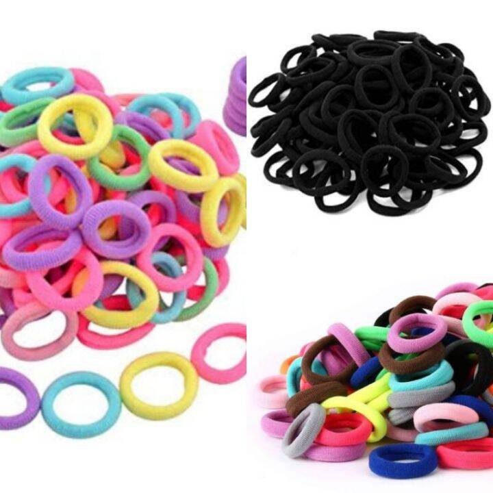 100Pcs/bag Girls Colorful Nylon Elastic Hair Band Ponytail Rubber Band ...