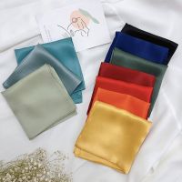 ▧❇ Fashion Hair Scarf For Women Solid Colors Small Shawls Wraps Cute Handkerchief Silk Satin Bag Scarfs Female 70x70cm Neck Scarves