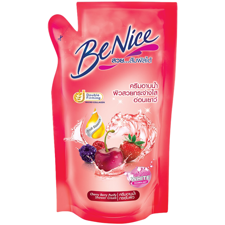 fernnybaby-บีไนท์-benice-400ml-ครีมอาบน้ำบีไนซ์-ผิวสวยกระจ่างใสเปร่งประกาย-ครีมอาบน้ำบีไนซ์ถุงเติม-สีแดง-400-มล