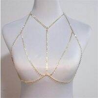 【HOT SALE】 infinley Boho หน้าอกสำหรับผู้หญิง Rhinestone Cross Chest Chain Shining คริสตัล Bra Body สร้อยคอ Choker เครื่องประดับ