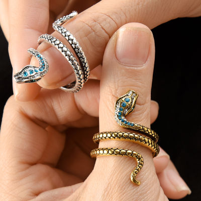 แหวนงูม้วนแนวพังก์ใหม่สำหรับผู้หญิงหลากสีหิน CZ เต้นรำปาร์ตี้แหวนใส่นิ้วของขวัญสุดพิเศษสำหรับเด็กผู้หญิงเครื่องประดับบุคลิกภาพ