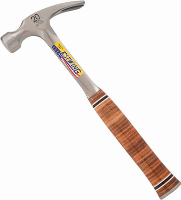 Estwing Hammer - 20 oz Straight Rip Claw with Smooth Face &amp; Genuine Leather Grip - E20S 20 oz (Ounces)