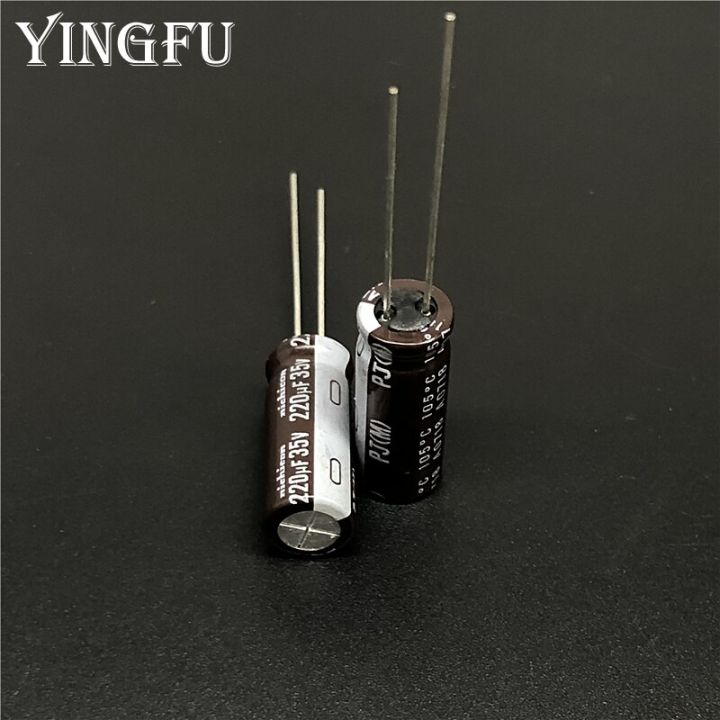 10pcs-220uf-35v-nichicon-pj-series-8x20mm-35v220uf-low-impedance-long-life-aluminum-electrolytic-capacitor