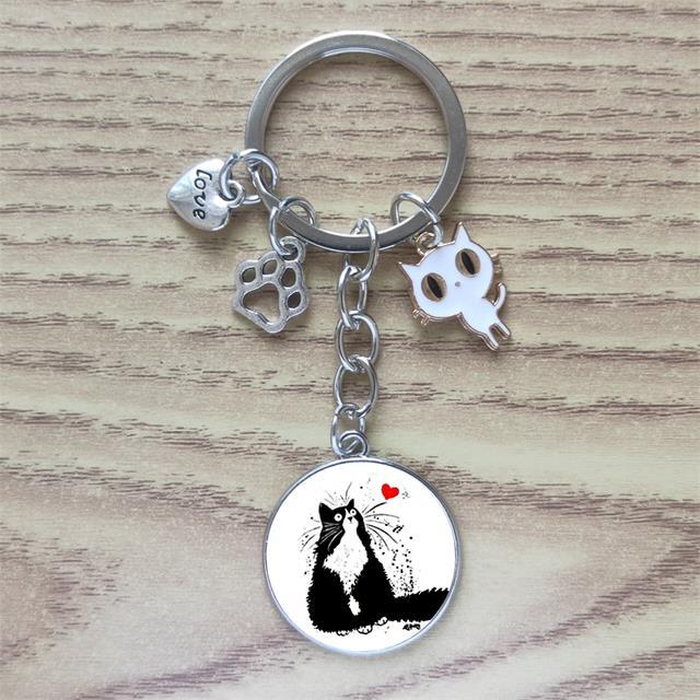 classic-keychain-time-gem-custom-cute-animal-pet-paw-print-i-love-cat-car-key-ring-men-ladies-fashion-alloy-memorial-gift