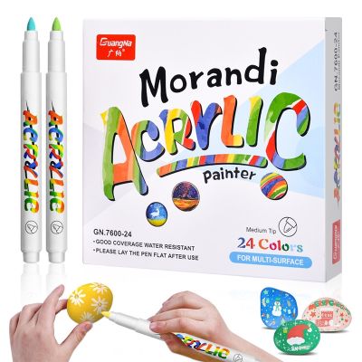 24/12 Color Morandi Color Acrylic Pen Fine Arts Marker Water-based Anime Painting Paintings Graffiti Pen Set Canvas Material