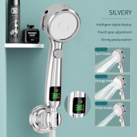 Shower Head LED Digital Temperature Display High Pressure Handheld Bathroom Water Saving Showerhead Pressurized Adjustable Spray