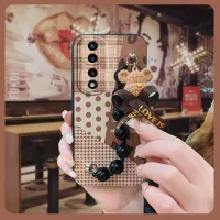 Anti-fall Solid color Phone Case For Huawei Honor70 Pro/70Pro Plus high-grade Bear bracelet Simplicity soft shell cute