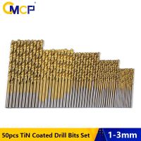 HH-DDPJCmcp 50pcs Titanium Coated Drill Bits Set Hss Mini Extractor Drill Bit 1/1.5/2/2.5/3mm For Metal Wood Aluminum Drilling Tools