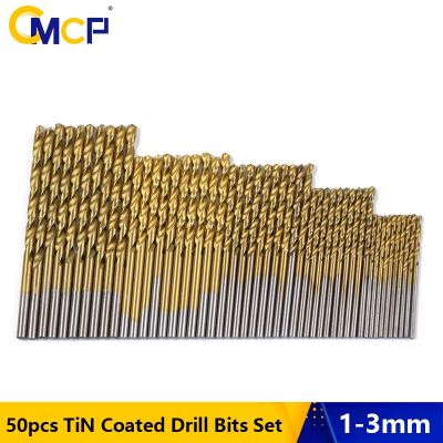 HH-DDPJCmcp 50pcs Titanium Coated Drill Bits Set Hss Mini Extractor Drill Bit 1/1.5/2/2.5/3mm For Metal Wood Aluminum Drilling Tools
