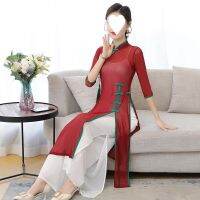 [COD] Classical dance womens rhyme gauze long cheongsam practice Chinese style folk performance