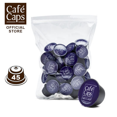 Cafecaps - Coffee Nescafe Dolce Gusto Compatible Decaf (1 ถุง X45 แคปซูล) - Dolce Gusto Coffee แคปซูลที่เข้ากันได้แคปซูลกาแฟที่ ส่วนผสมของเมล็ดอาราบิก้าหอมกรุ่น 100% ที่ผ่านการสกัดคาเฟอีนอย่างพิถีพิถัน แคปซูลกาแฟใช้ได้กับเครื่อง Dolce Gusto เท่านั้น