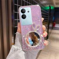 ปลอกโทรศัพท์มือถือสำหรับ VIVOV29 VIVO V29 5G 2023ใหม่เคสมือถือกระจกเคสไอโฟนติดกระต่ายกรอบแวววาวเจลฝาหลังเลื่อม